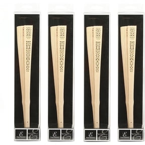 Hosley Decorative Bamboo Reed Diffuser Sticks Set of 4, Hand Carved Fan Shape, 12.5 Inch Replacement Reeds for Home Fragrance Vase Decor