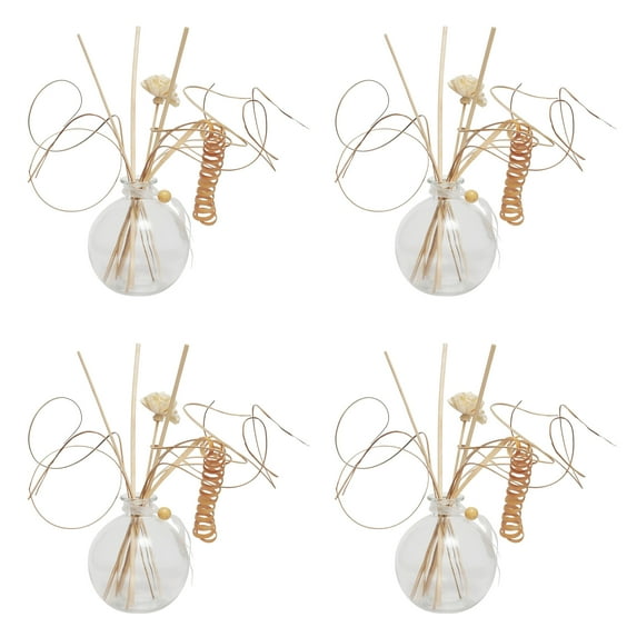 Hosley Decorative Glass Diffuser Set with Reed Sticks: 4 Piece Stylish Home Fragrance