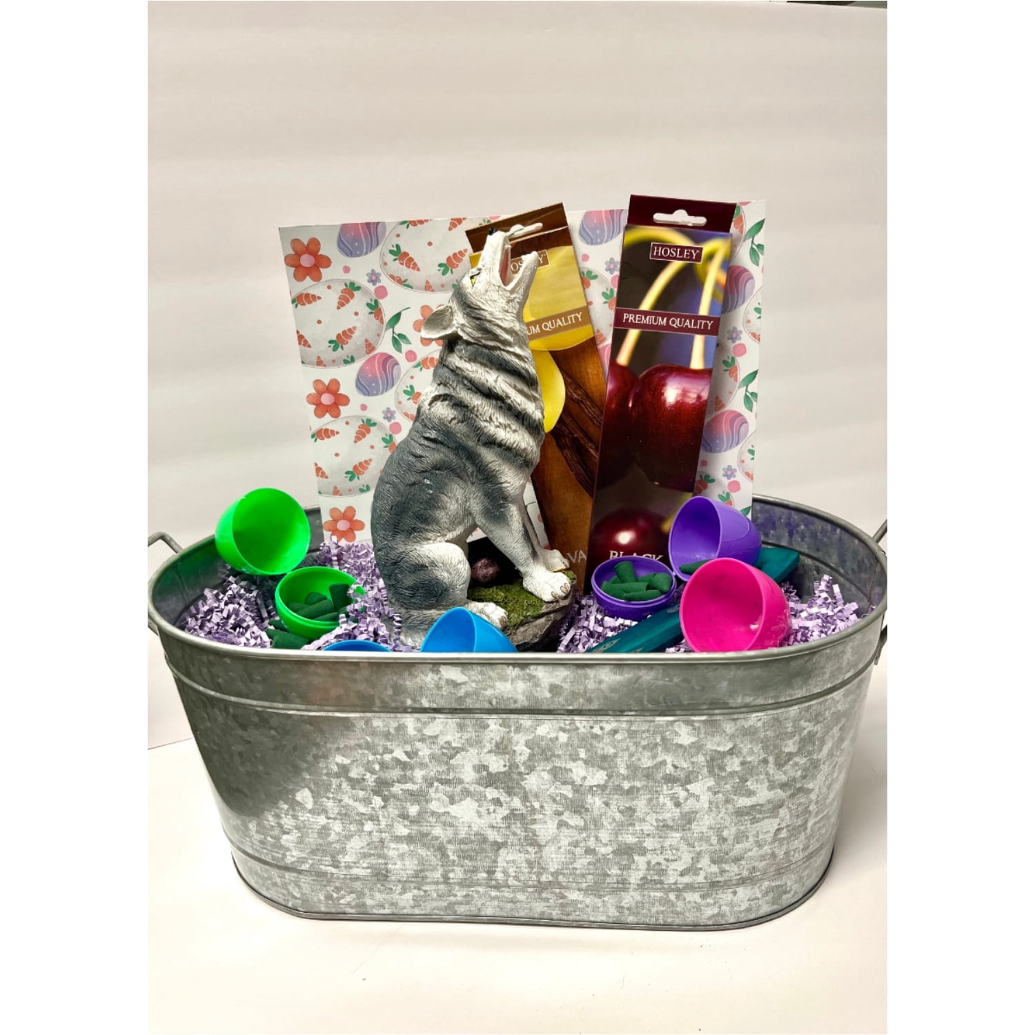 Hosley Easter Basket Gift Set. Including 18 Inch Long Galvanized