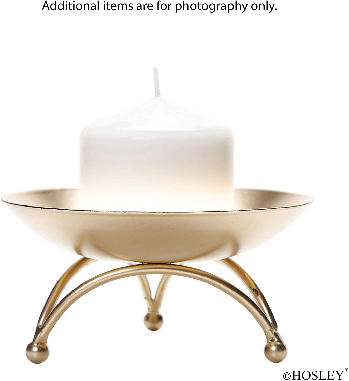Hosley Gold Metal Pillar Candle Holder