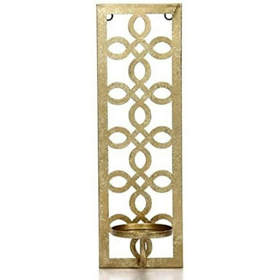 Hosley Gold Metal Tealight Wall Sconce 16.5 Inch High