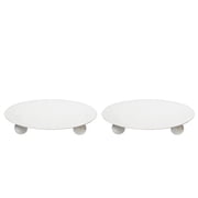 Hosley Iron Pillar Candle Holders 4 Inch Diameter Table Centerpiece | Perfect for Home Decor, Wedding, Parties, Living Room| Pack of 2, White Wash