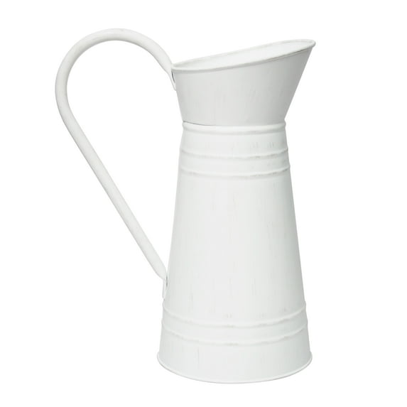 Hosley Metal Pitcher Vase, Farmhouse Rustic Watering Can Flower Jug, Vintage Shabby Chic Milk Jug Vase, 10''H