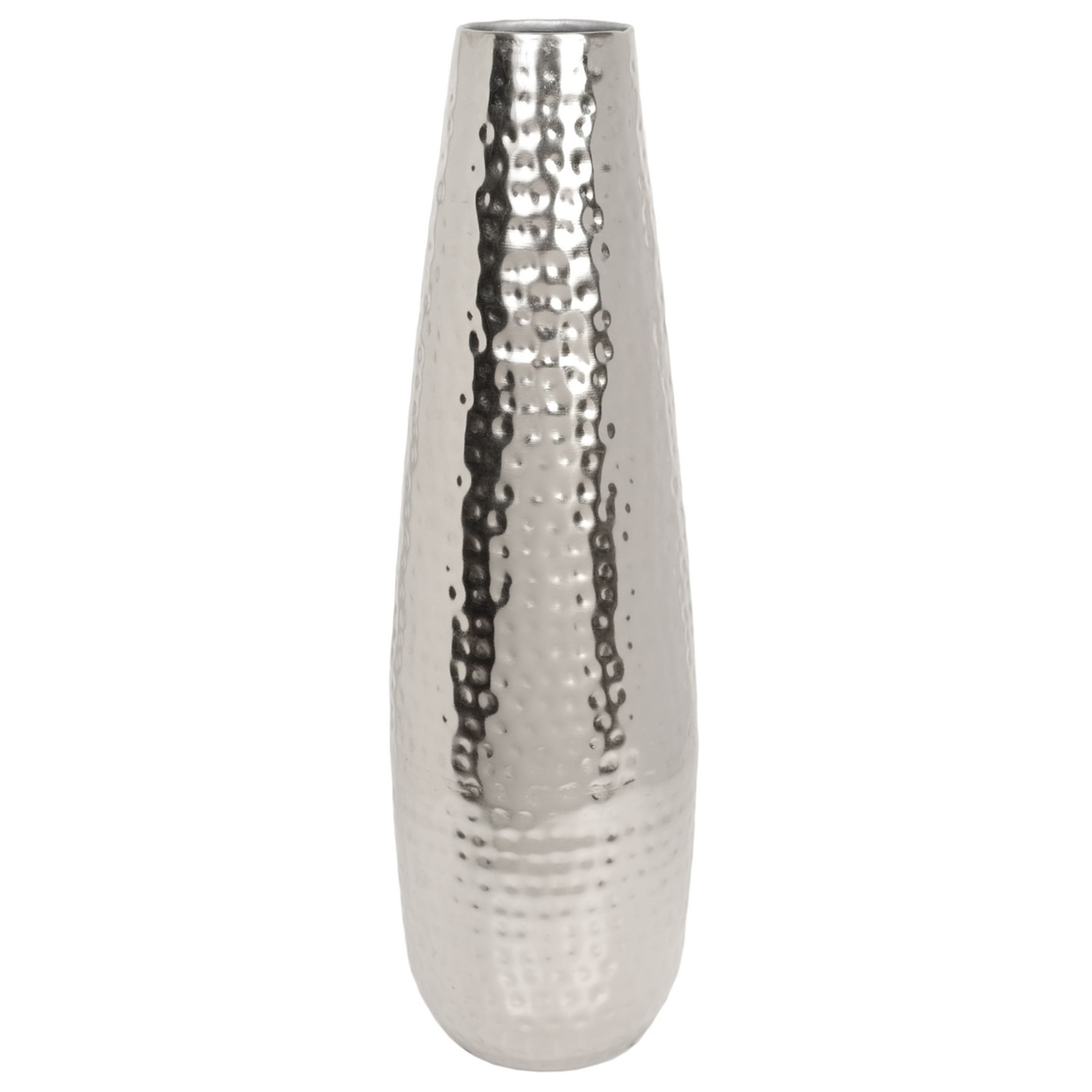 Hosley Plain 16.5 inch High Silver Teardrop Metal Vase