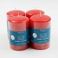 thumbnail image 1 of Hosley Red Pillar Candles, 4" High Set of 4, Hand-Poured, Long Clean Burning, 1 of 9