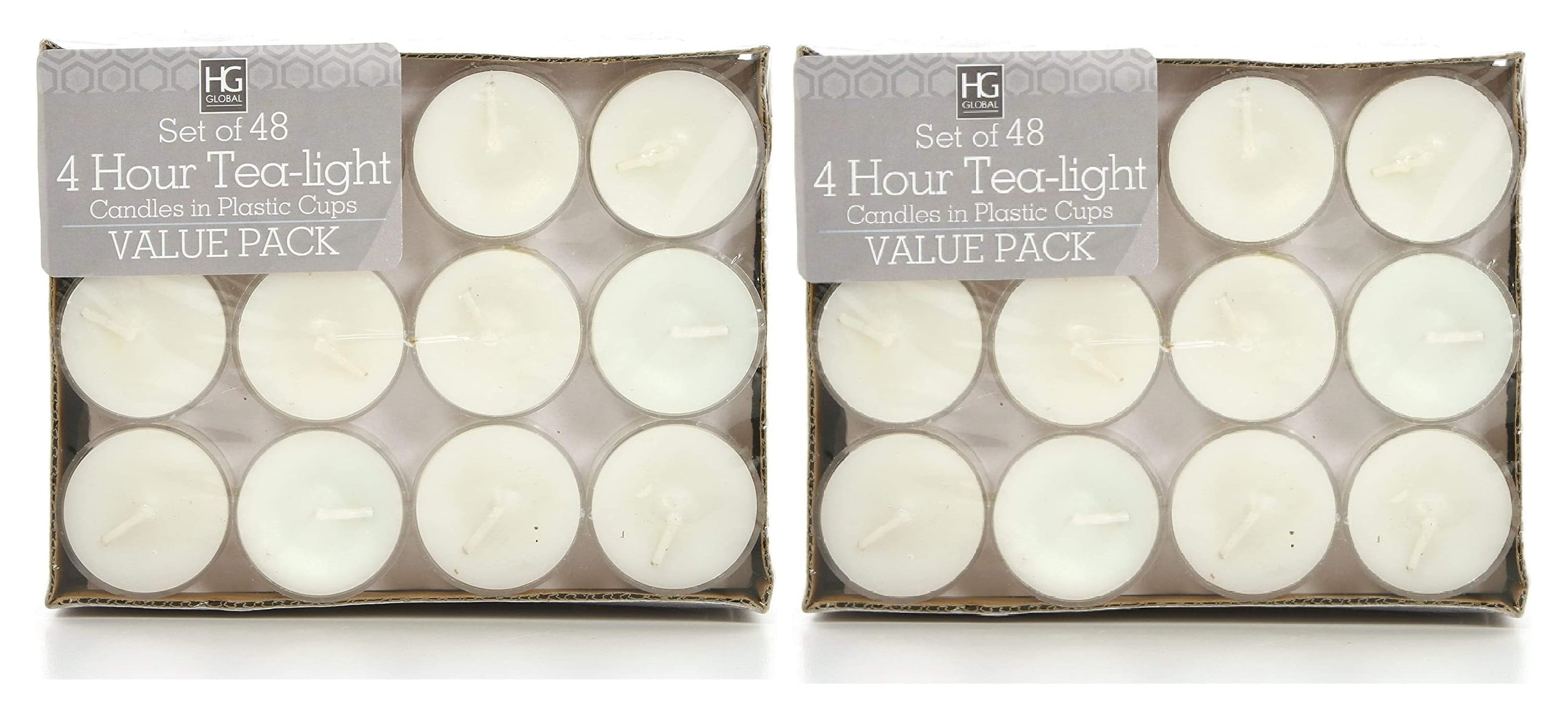Hosley Set of 96 Clear Cup Tea Lights Bulk Wholesale Hand Poured in Clear Cups. Long Lasting