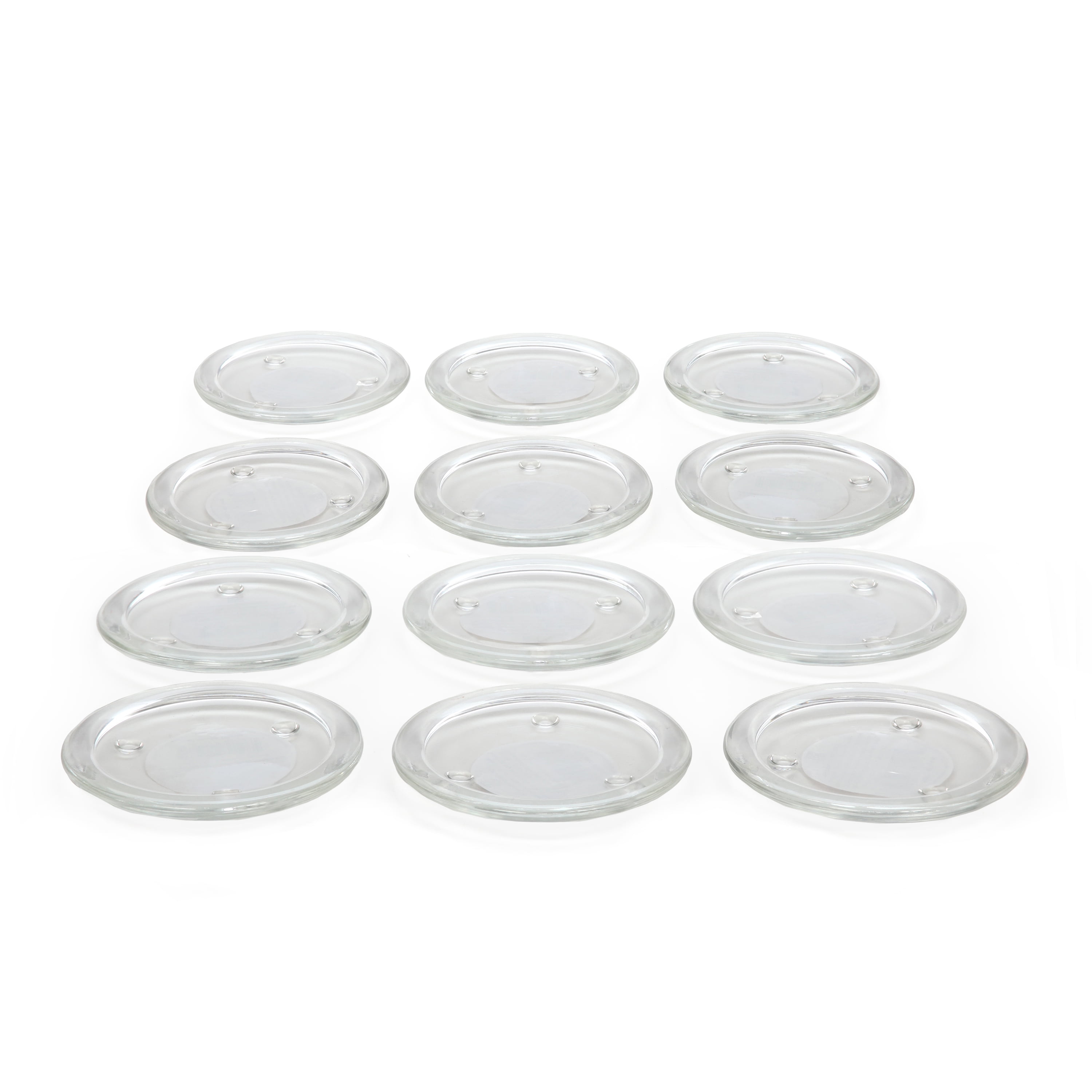 Nuptio Round Mirror Plates for Centerpiece 12 Pcs Glass Pillar Candle Holders Tray 11.81 inch 2mm Rounded Candles Plate Mirrors Centerpieces for