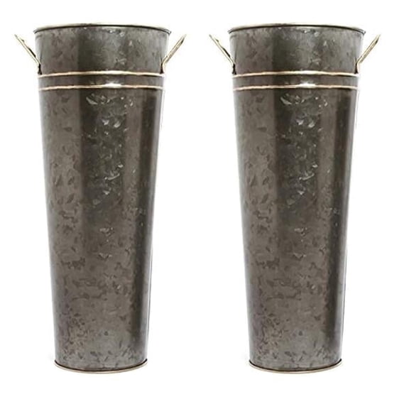 Hosley Hosley Home Decor Collection 15 Inch Gray Metal Cylindrical Vases, Set of 2