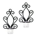 thumbnail image 1 of Hosley Set of 2, 7.68 inch High, Black Iron Angel Wall Tea Light Candle Sconce, 1 of 6