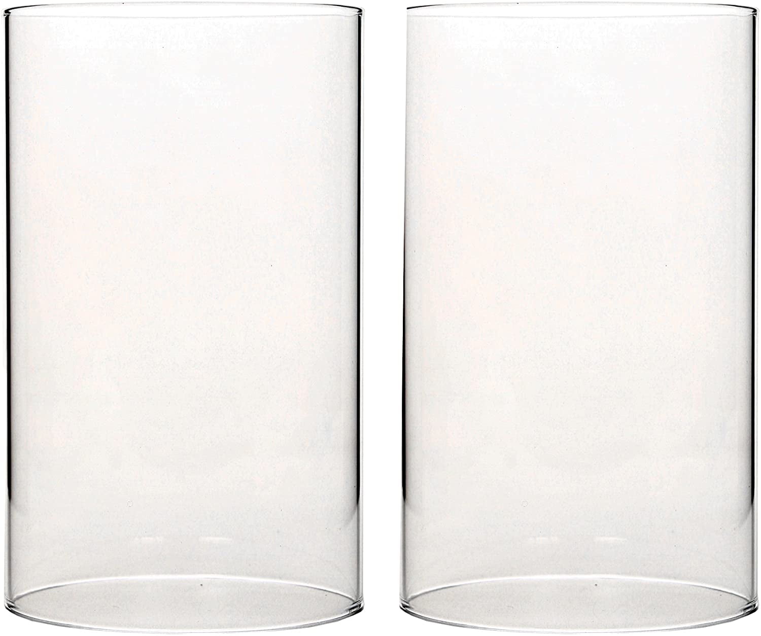 Hosley Set of 2, 7 Inch High Clear Glass Hurricane Pillar Candle Holder