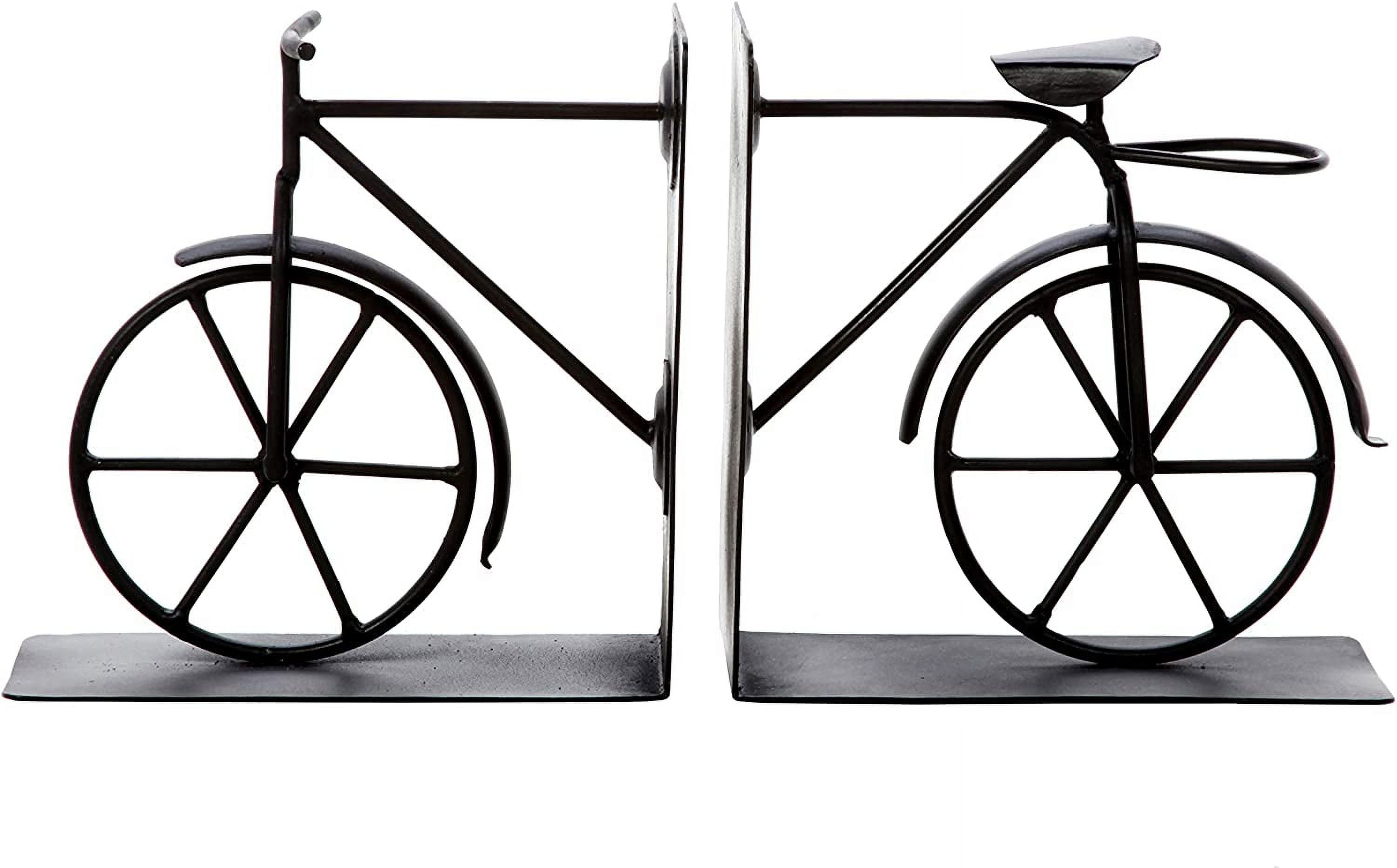ELEGANT EXPRESSIONS BY HOSLEY Hosley Classic Bike Bookends - 6.5" Vintage Metal Book Ends for Shelves, Heavy Duty Book Organizer for Desk, Rustic Farmhouse Book Shelf Decor, Antique Style Bookend Set, Cottagecore Home Office Deco
