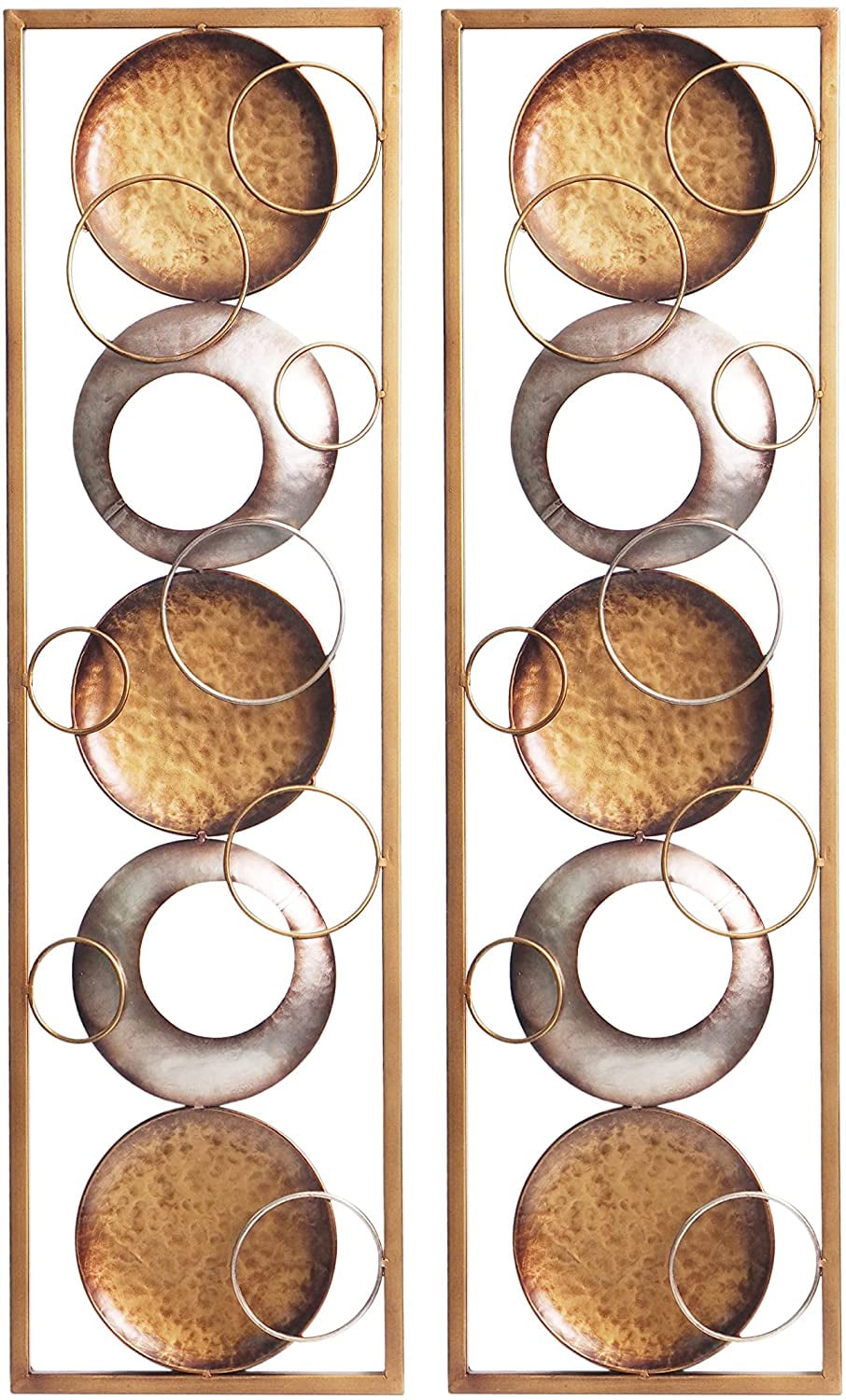 Hosley Home Art Set of 2 Gold Metal Sculpture for Living Room Wall
