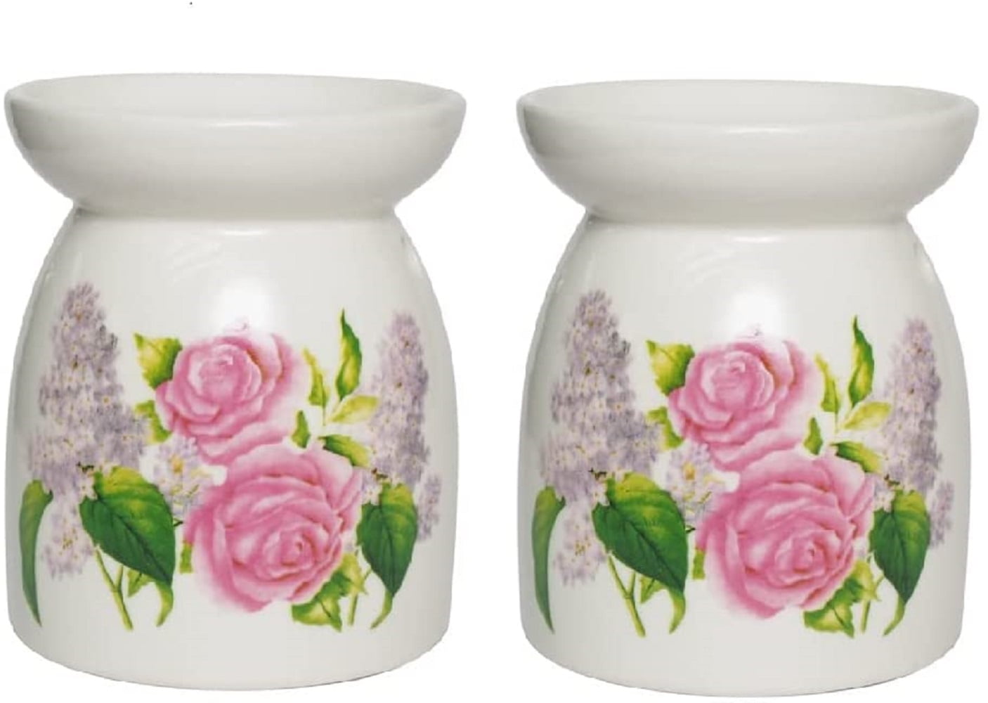 Hosley Set of 2, White Ceramic Oil Warmer 4.3 Inches High
