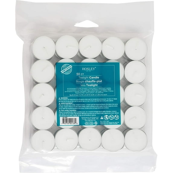 HOSLEY Long Lasting Unscented White Tea Light Candles, Aluminum Cup, Set of 200, Small, Decorative, for Events and Spa