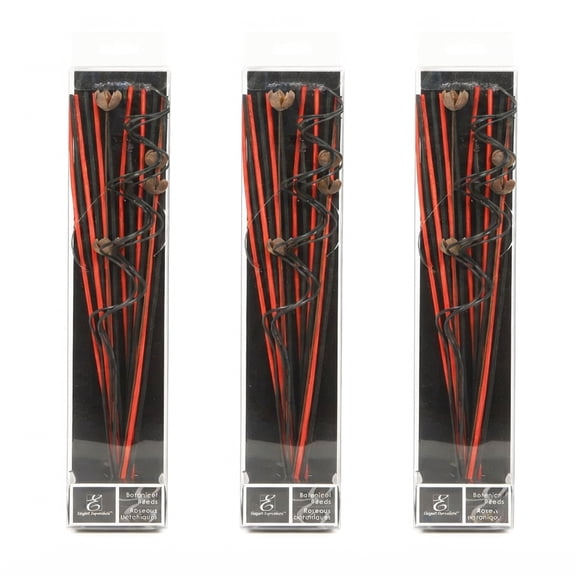 Hosley Botanical Diffuser Reeds, 3 Count, Red and Black, 12.5 Inch Wood Reed Sticks for Home Fragrance