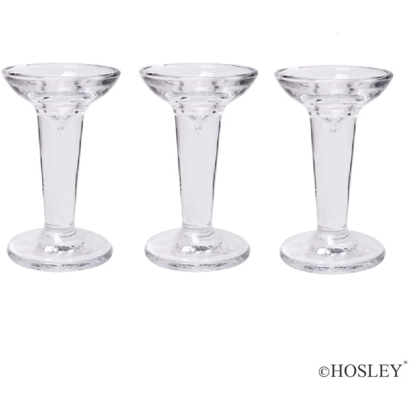 Hosley Timeless Glass Taper Candle Holders, Set of 3