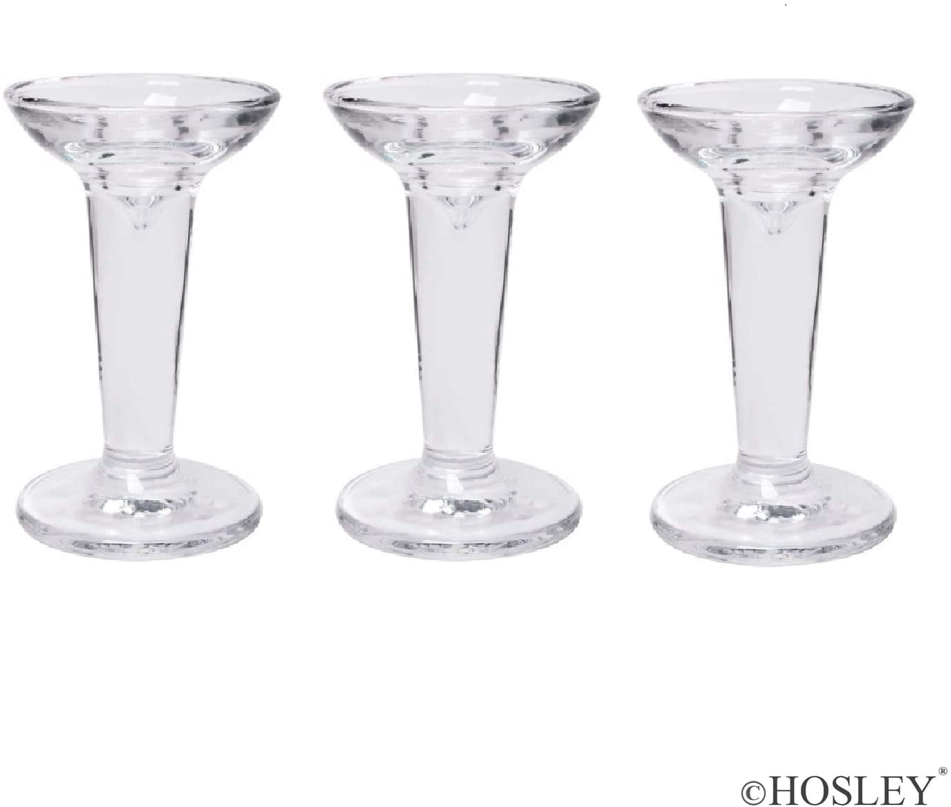 Hosley Set of 3, Glass Taper Candle Holders Classic Decor