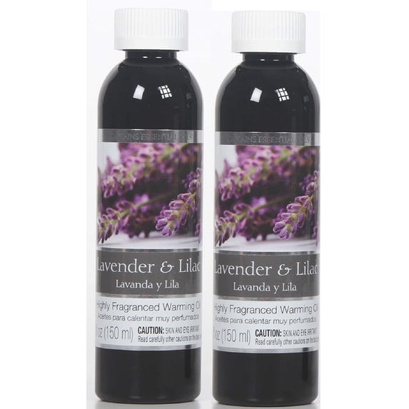 Hosley Elegant Expressions Fragrance Oil Set with Warming Oils, Lavender & Lilac, 5 oz, 2 Count