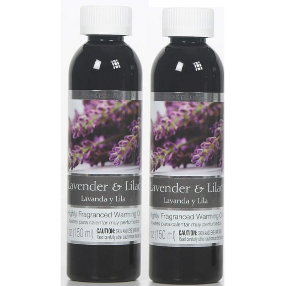Hosley Elegant Expressions Fragrance Oil Set with Warming Oils, Lavender & Lilac, 5 oz, 2 Count