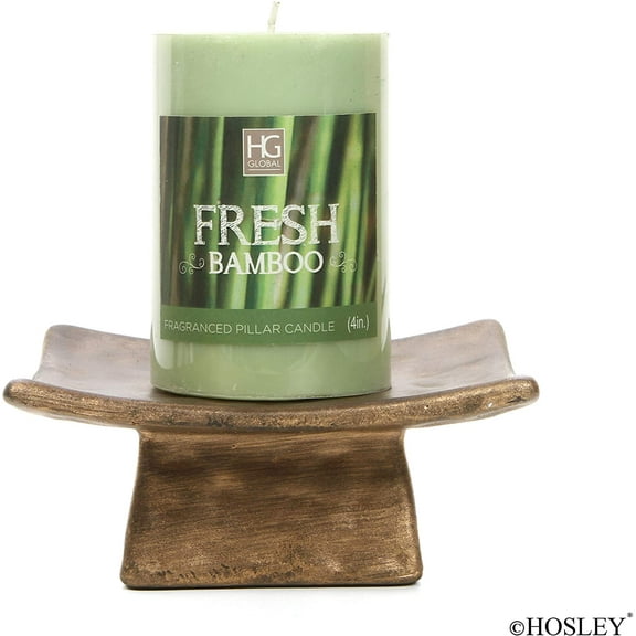 Hosley Set of 4, Brown Square Ceramic Incense Cone or Pillar Candle Holders