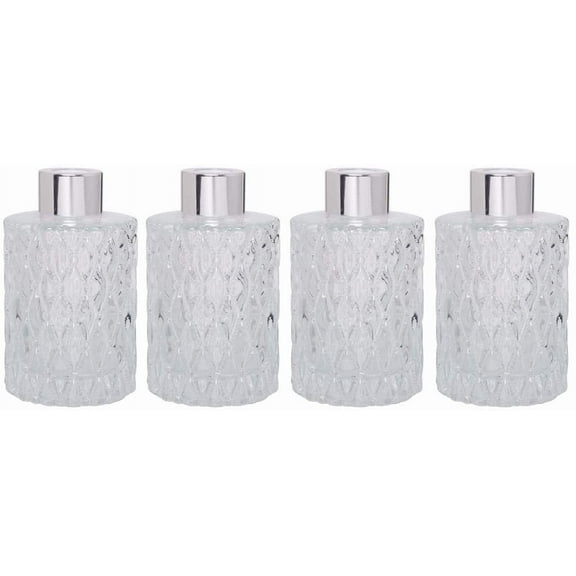 Hosley Set of 4 Mid Century Modern Clear Glass Diffuser Bottles 4 Inch High