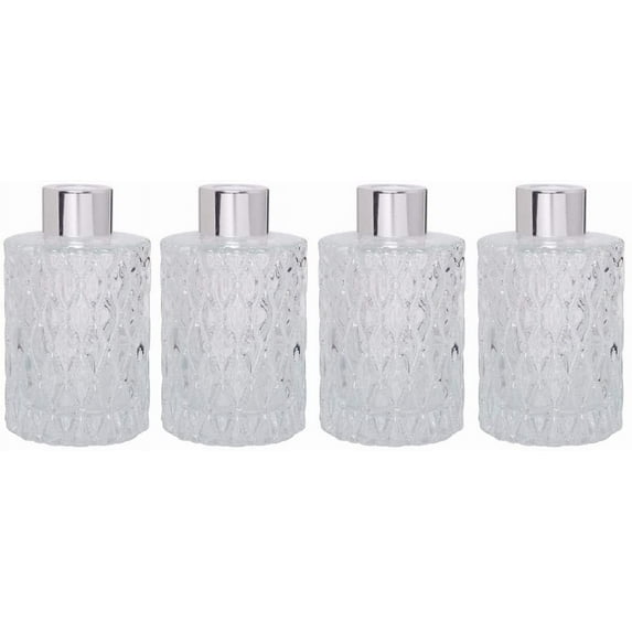 Hosley Set of 4 Mid Century Modern Clear Glass Diffuser Bottles 4 Inch High