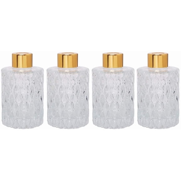 Hosley Set of 4 Mid Century Modern Clear Glass Diffuser Bottles 4 Inch High