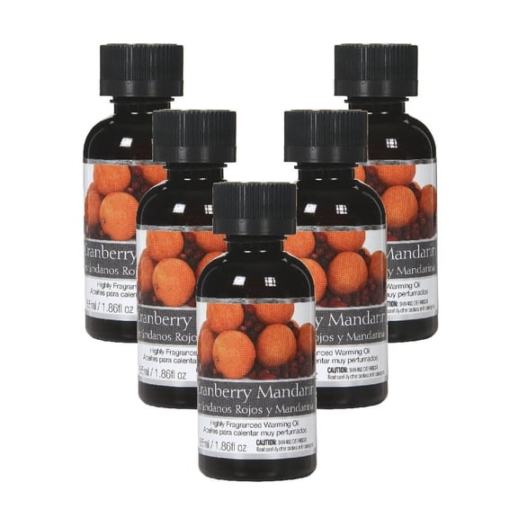 Hosley Set of 5, 55 ml Cranberry Mandarin Highly Scented Warming Oils