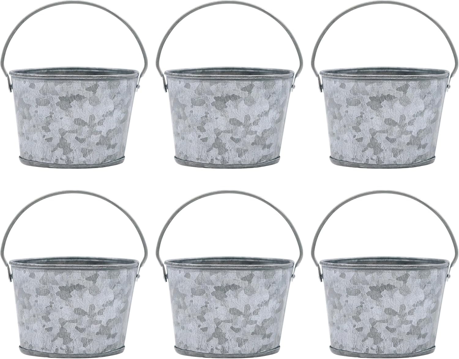 Hosley Set of 6 Mini Oval Tub Galvanized Planter 3.8 Inches Long Ideal for Floral Arrangements DIY Craft and Floral Projects Gifts Baskets Party Favors P9