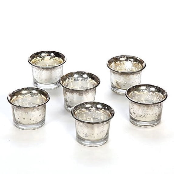 Hosley Metallic/Antique Glass Tealight Candle Holders, Set of 6