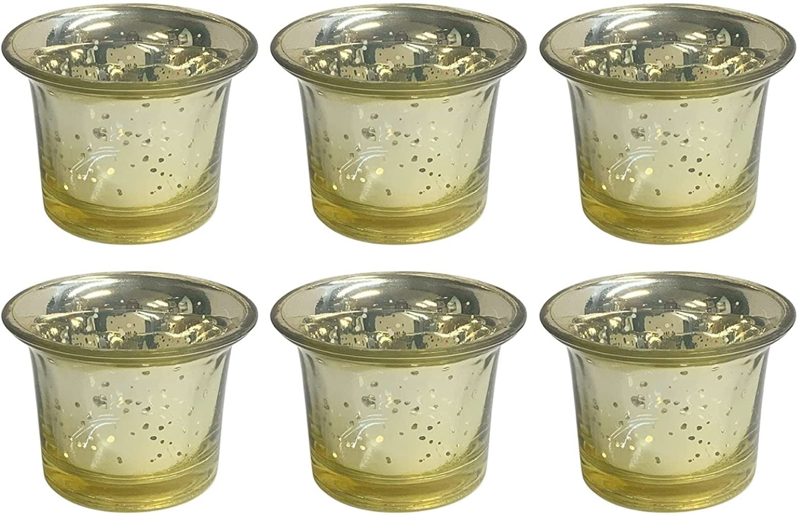 Set of 6 Metallic Gold Glass Tealight Candle Holders