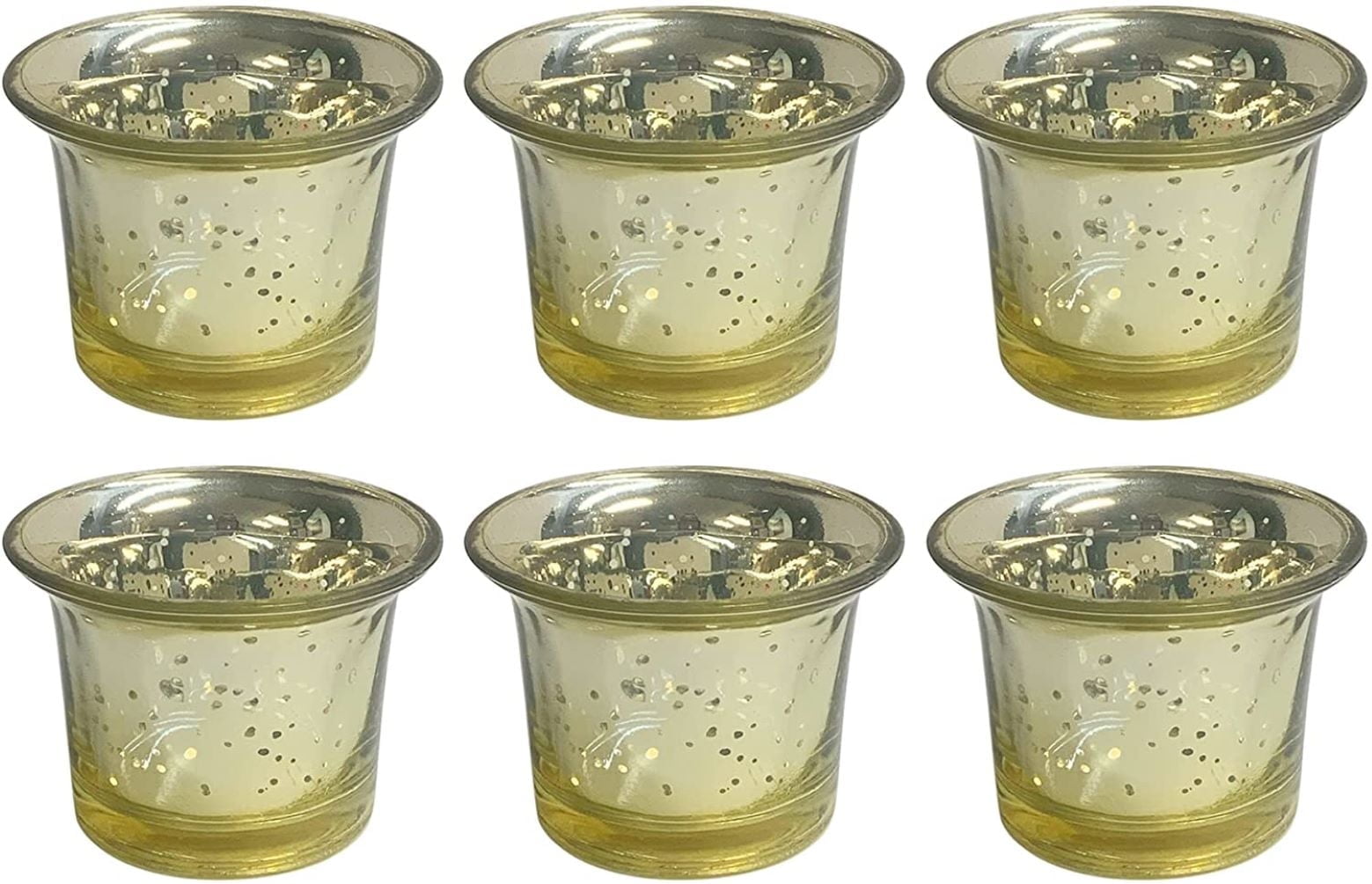 Set of 6 Metallic Gold Glass Tealight Candle Holders