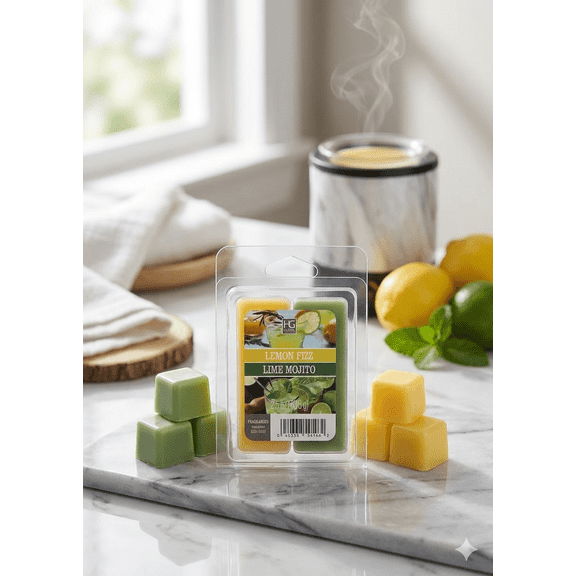 Hosley Wax Melts, Lemon Fizz and Lime Mojito Scent, 6 Count, 2.5 oz