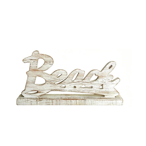 Hosley White Decorative Tabletop Beach Word Art- 16" Long