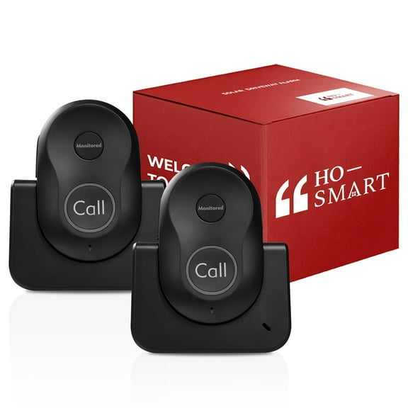 Hosmart Wireless Intercoms for Home, New Rechargeable Full Duplex Caregiver Pager for Elderly Senior, Two-Way Real-time Talk, Portable Personal Alert, Call/Monitor Button for Home Safety(Black)