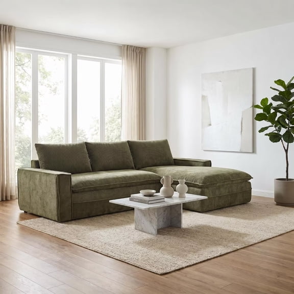 Hosnnlie Compressible Cloud Sofa Olive Green, 360° Rounded Corners, High-Elasticity Foam Anti-Slip Base, for Small Apartment Living Room