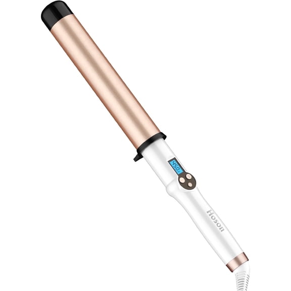 Hoson 1 1/2 Inch Extra Long Barrel Curling Wand, Ceramic Tourmaline Curling Wand Professional Dual Voltage with Adjustable Temperature