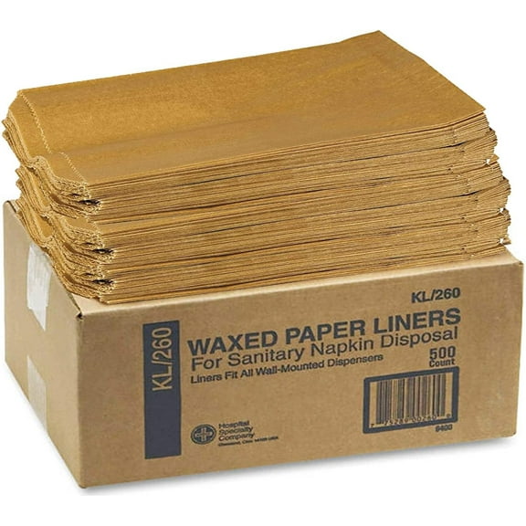 Hospeco Sanitary Napkin Receptacle Liner, Kraft Waxed Paper - 500 Bags/Carton (1 Carton)