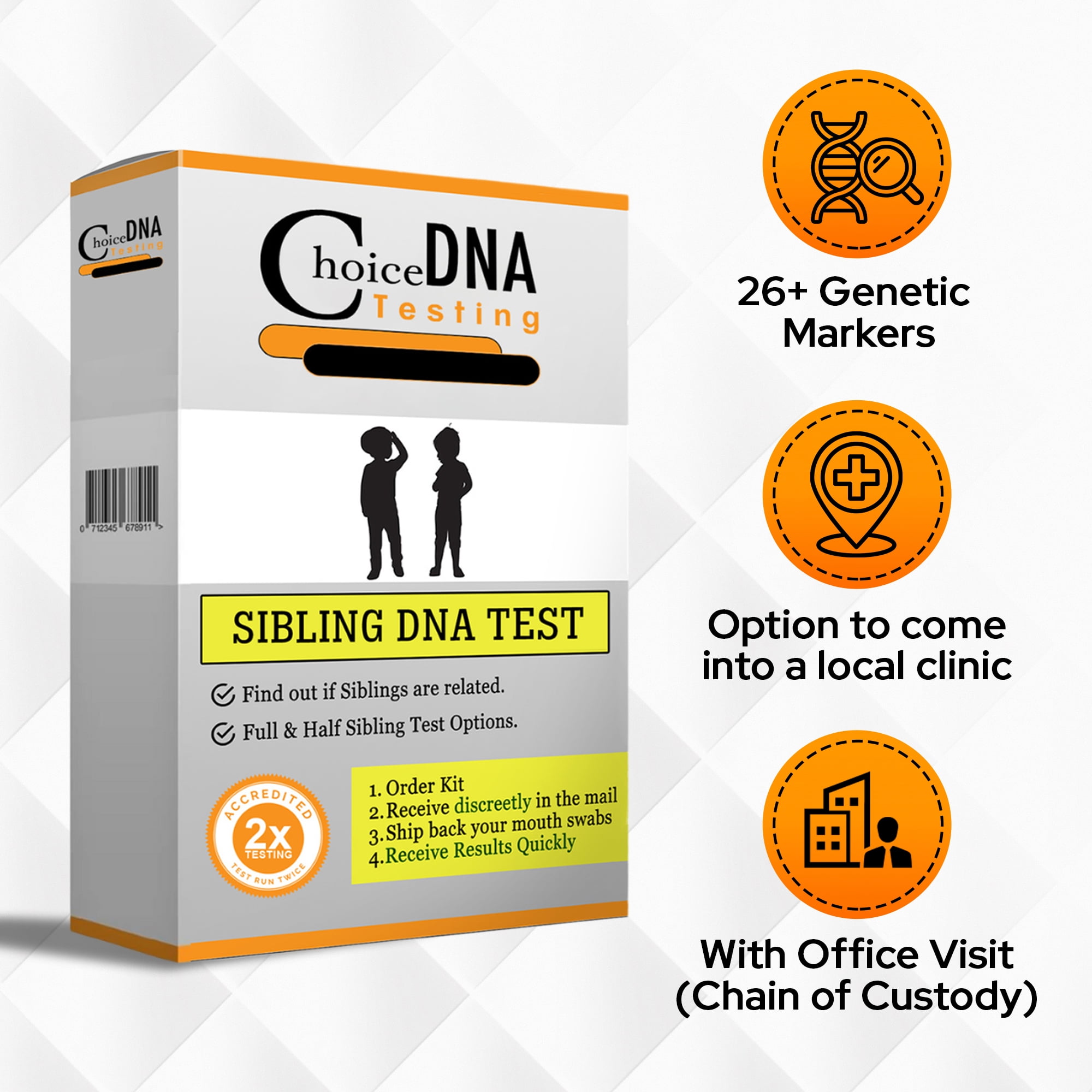 Hospital Approved Choice DNA Laboratory Home Sibling Test Kit for 2
