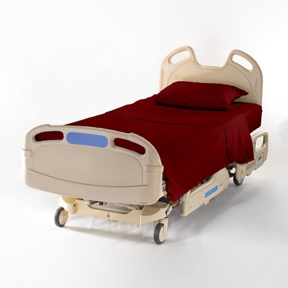 Hospital Bed Sheets 3 Piece Set, 600 Thread Count Cotton Sheets for Home & Hospital Use, 100% Egyptian Cotton Soft & Comfy Standard Sheets 39" x 80" x 12" Deep Pocket - Burgundy Solid
