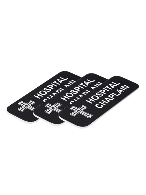 Hospital Chaplain 1 x 3" Name Tag/Badge, Black, (3 Pack)