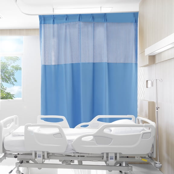 Hospital Curtain with Flat Hooks for Hospital Medical Clinic SPA Lab Cubicle Curtain Divider Privacy Screen Blue
