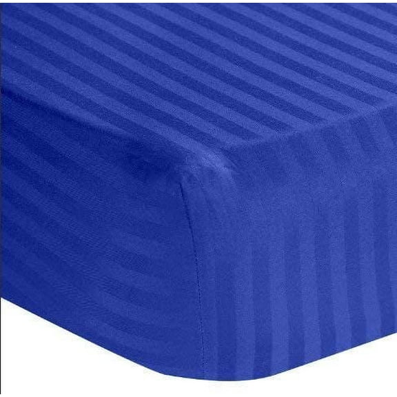 Hospital Fitted Bed Sheet – 400TC & Deep Pocket of 8 Inch – 100% Egyptian Cotton Sheets and Pillowcase for Hospital Beds & Mattresses - Royal Blue Stripe, Standard Size (36" x 80")