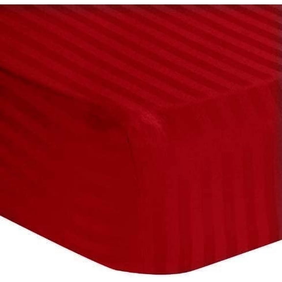 Hospital Fitted Sheet- 8" Deep Pocket with All Around Elastic, 400 TC, 100% Egyptian Cotton Sheets & Pillow Cover-Breathable-Burgundy Stripe, Standard Size (36"x 80")