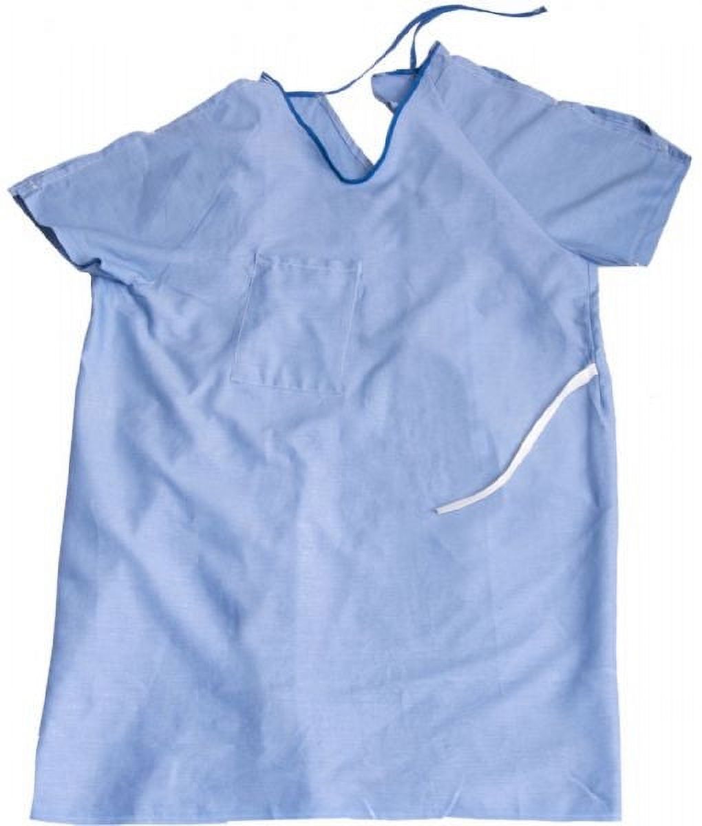Hospital Patient Tieside IV Gown with Telemetry pocket Solid Blue