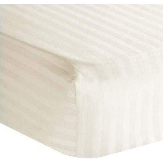 Hospital Sheets 3 Piece Set - 1 Fitted Sheet (10 Inch) Deep Pocket, 1 Flat Sheet and 1 Pillowcase - 100% Egyptian Cotton Sheets for Hospital Beds 400TC - Ivory Stripe, Twin Size (39" x 75")