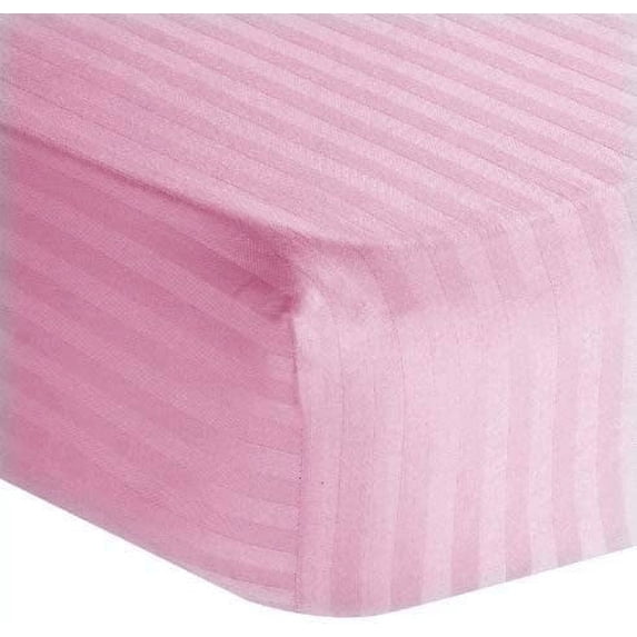 Hospital Sheets 3 Piece Set - 1 Fitted Sheet (6 Inch) Deep Pocket, 1 Flat Sheet and 1 Pillowcase - 100% Egyptian Cotton Sheets for Hospital Beds 400TC - Pink Stripe, Twin-XL Size (39" x 80")