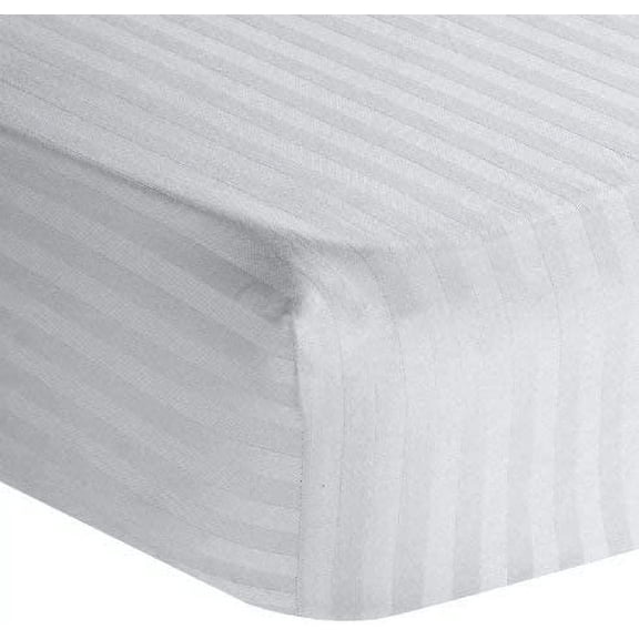 Hospital Sheets 3 Piece Set - 1 Fitted Sheet (8 Inch) Deep Pocket, 1 Flat Sheet and 1 Pillowcase - 100% Egyptian Cotton Sheets for Hospital Beds 400TC - White Stripe, Standard Size (36" x 80")