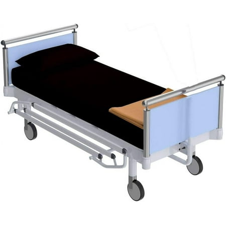 Hospital Sheets 3PC Set - 100% Cotton Sheets for Hospital Beds (6" Inch) Deep Pocket, 400TC Pure Cotton Fitted Sheets, Flat Sheet and Pillowcases - Black Solid, Standard (36" x 80")
