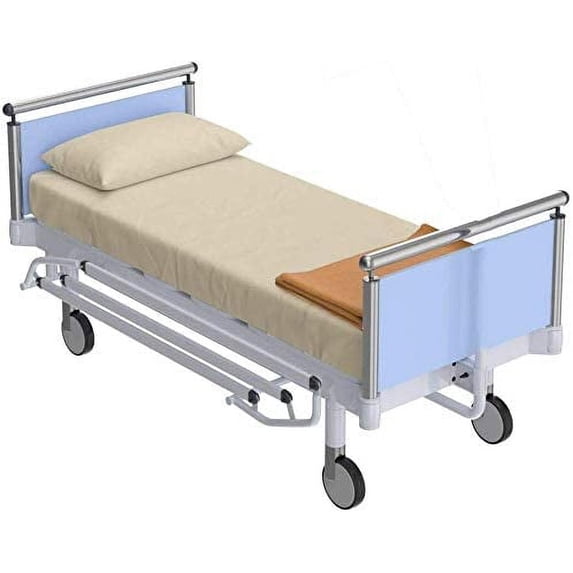 Hospital Sheets 3PC Set - 100% Cotton Sheets for Hospital Beds (6" Inch) Deep Pocket, 400TC Pure Cotton Fitted Sheets, Flat Sheet and Pillowcases - Ivory Solid, Twin-XL (39" x 80")